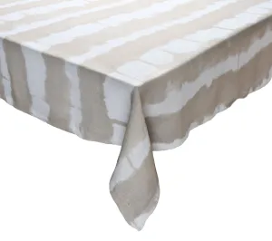 Watercolor Stripe Tablecloth in White & Natural by Kim Seybert