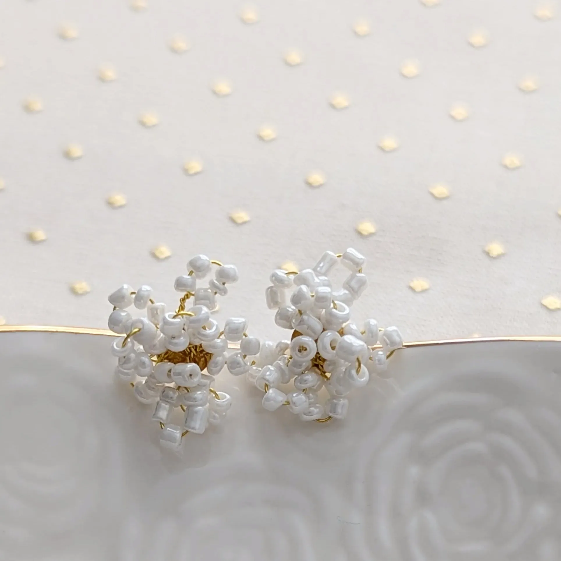 White Floral Wedding Earrings