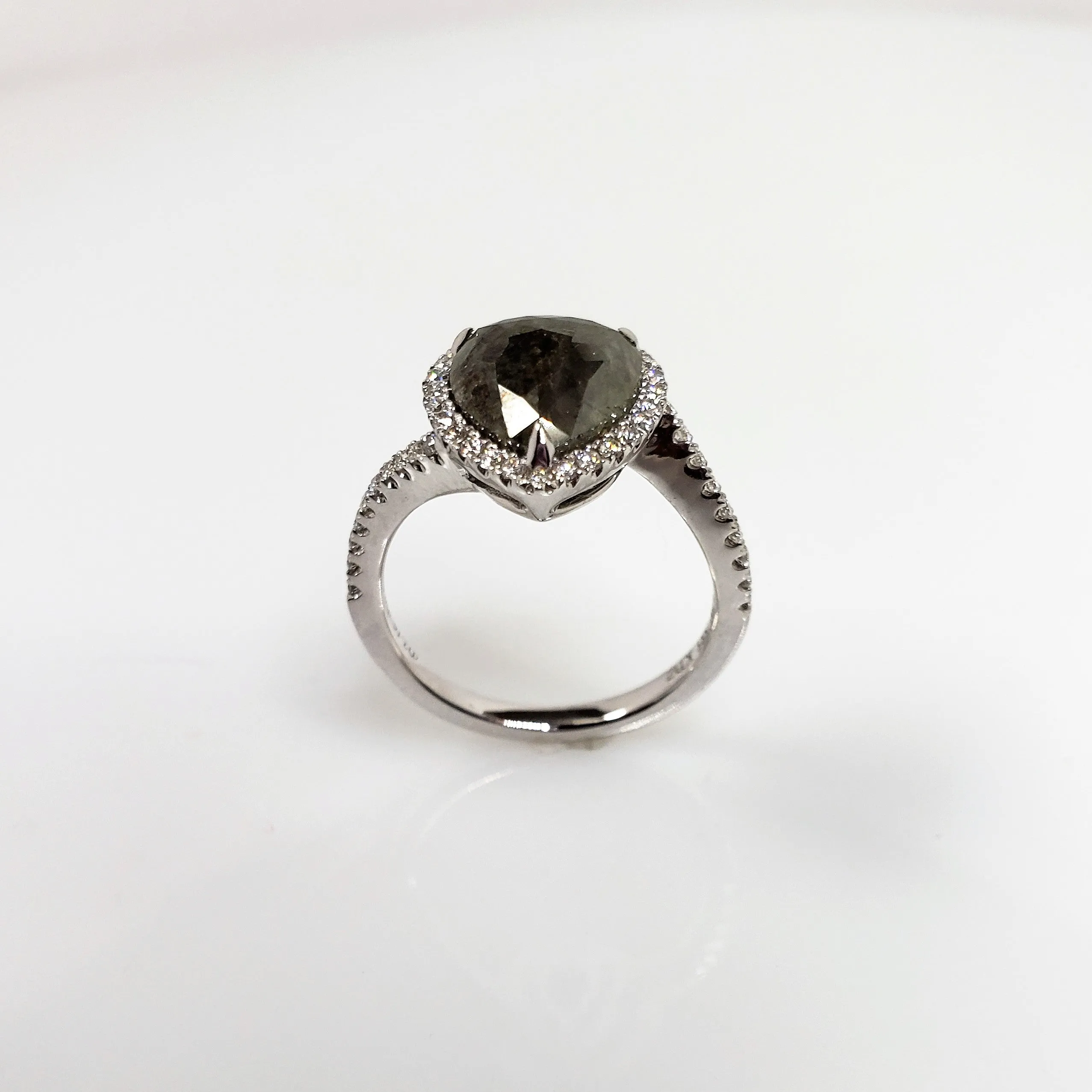 White Gold Elegant Halo Rough Diamond Ring