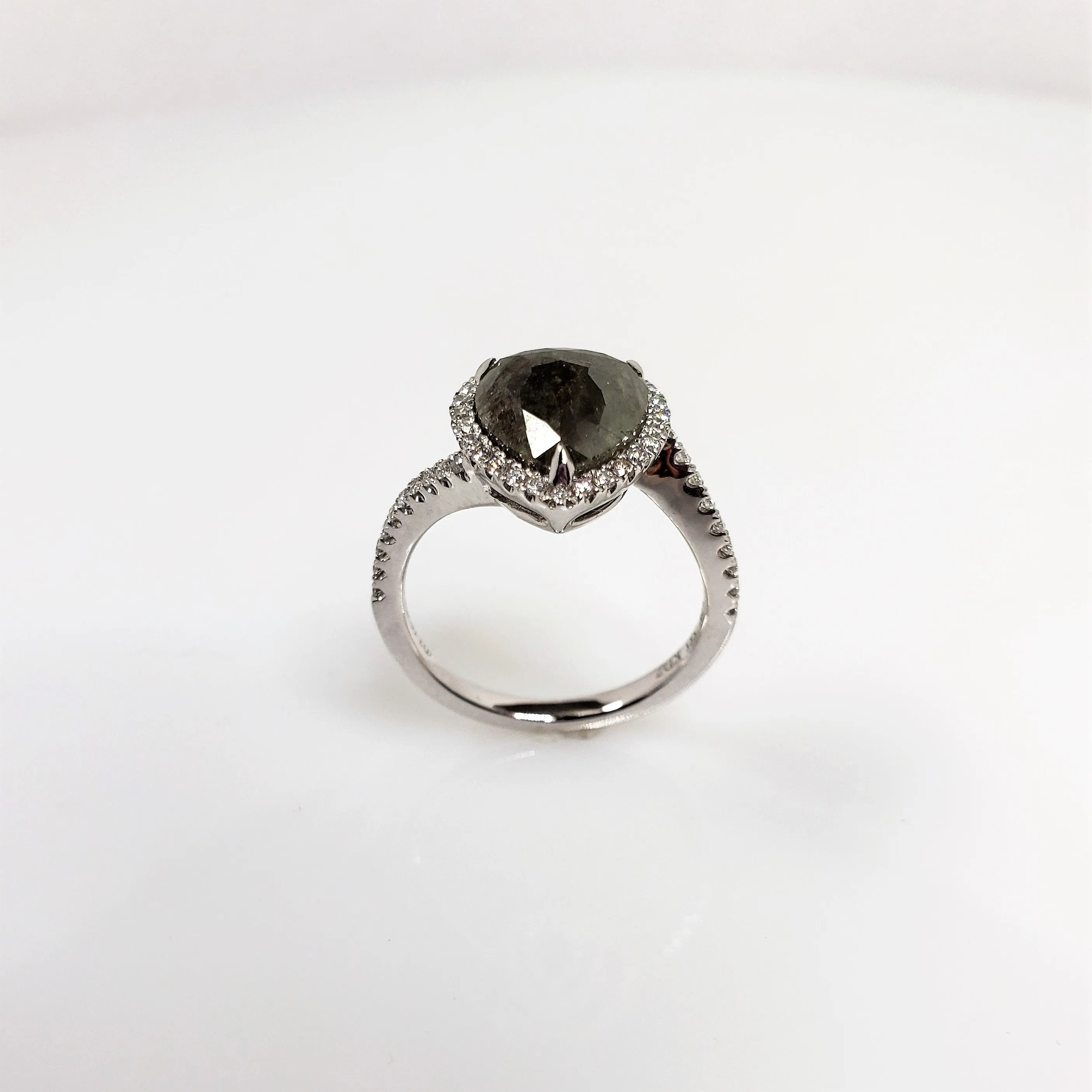 White Gold Elegant Halo Rough Diamond Ring