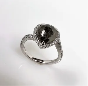 White Gold Elegant Halo Rough Diamond Ring