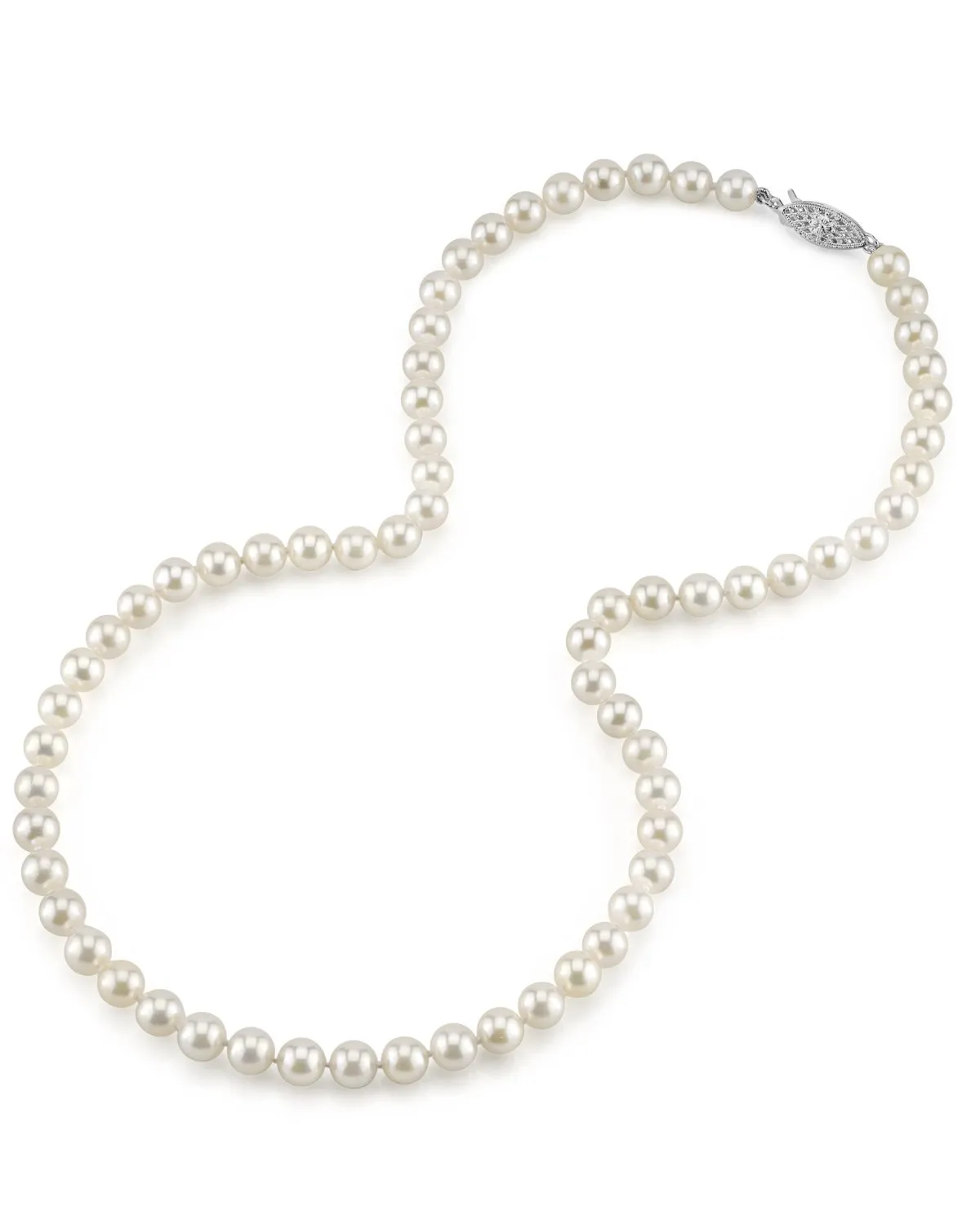 White Japanese Akoya Pearl Necklace, 6.0-6.5mm - AA  Quality