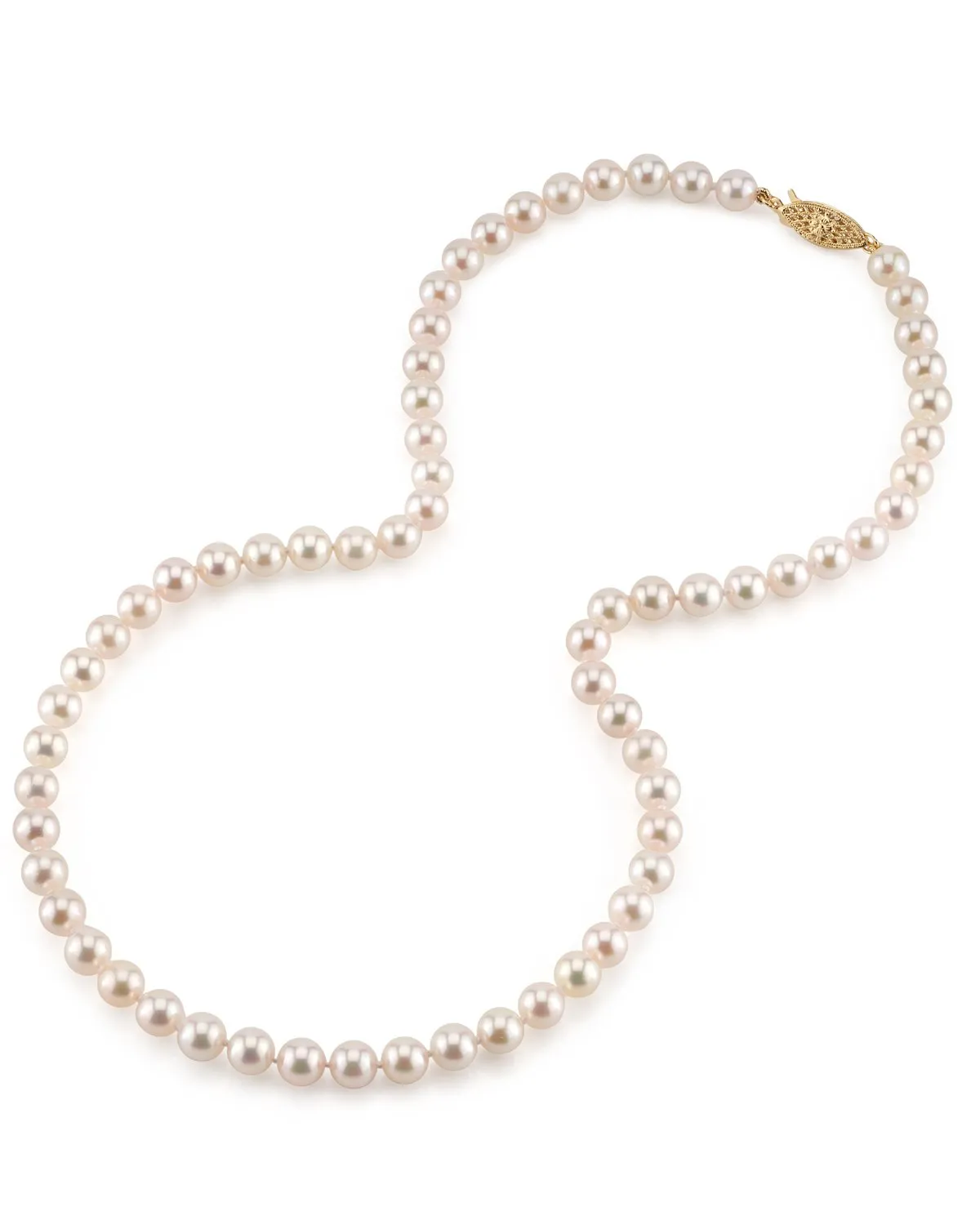 White Japanese Akoya Pearl Necklace, 6.0-6.5mm - AA  Quality