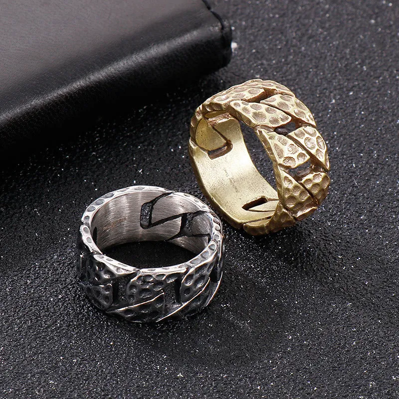 Wholesale European and American Retro Titanium Steel Men's Rings for Creative Tire Design