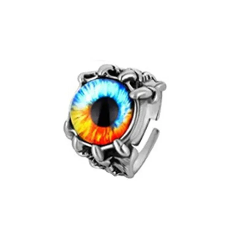 Wu's 2022 New Retro Jewelry Rings Gothic Rings Unisex Punk Skull Rock Hip Hop Adjustable Gift Jewelry Evil Eye/Dragon Claw